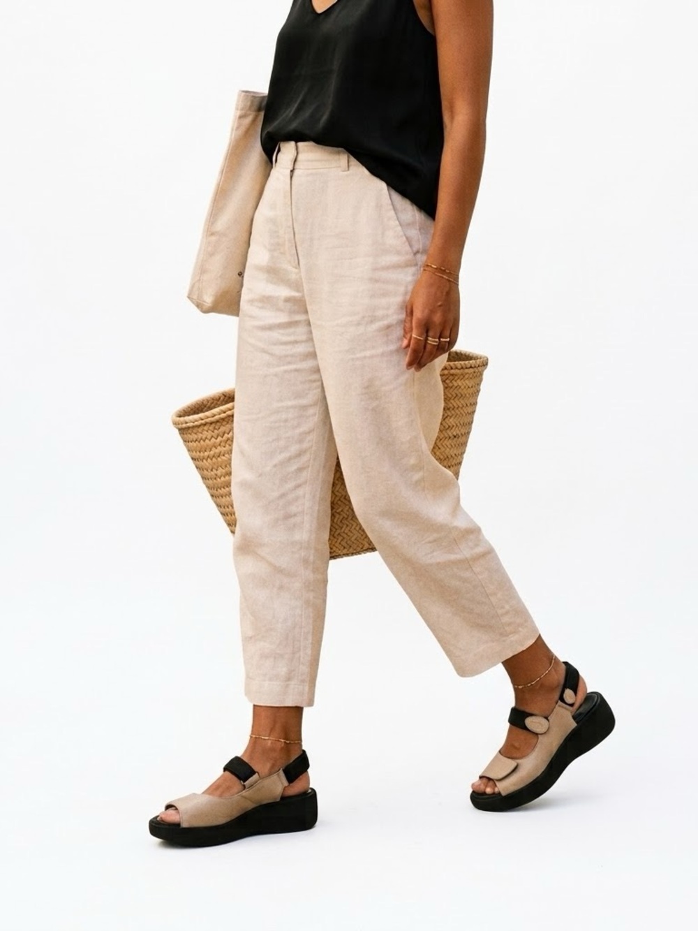 Wolky Fly Beige Leather Platform Wedge Comfort Walking Sandals Women’s 7-7.5